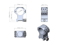 Vector Optics 30mm X-Accu 1,4" szerelékgyűrűk, magas